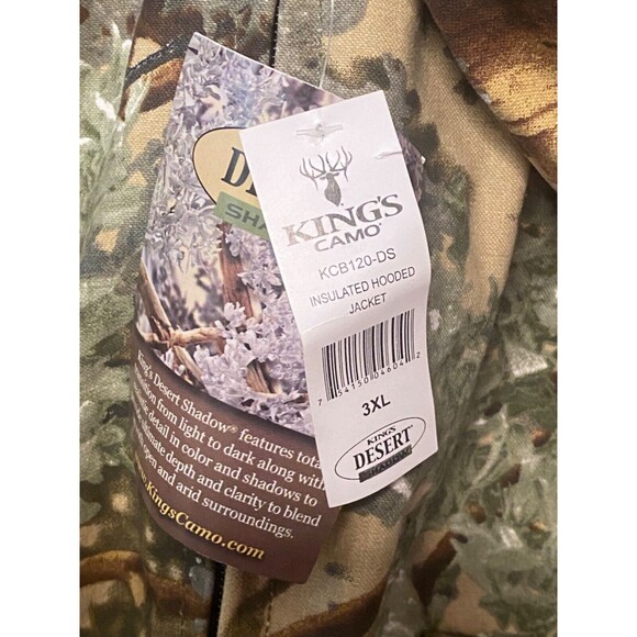 KING'S CAMO Desert Shadow Men's 3XL Insulated Bomber Jacket Hunting Fishing Coat - Picture 10 of 15